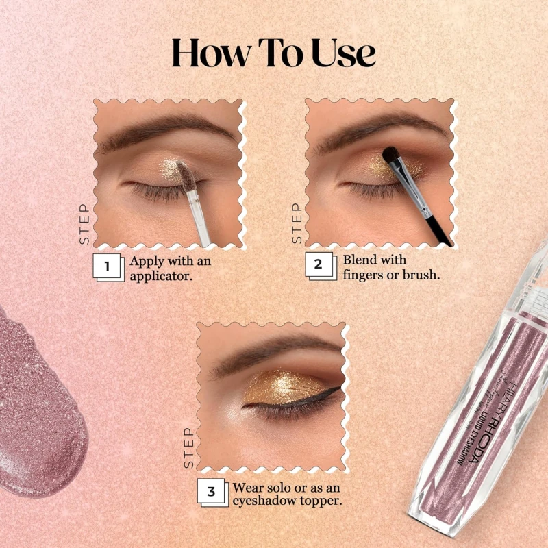 Hilary Rhoda Showstopper Liquid Eyeshadow | Gel-Based Formula | Shimmer Finish | Highly Pigmented | Blends Easily | Create Versatile Looks | 2ml (Moon Pink - Shade 01) thumbnail 6